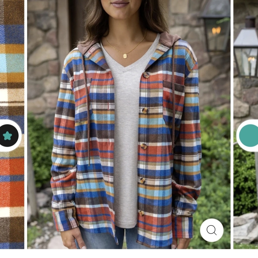 Grace & Lace Multicolor Plaid Utility Jacket